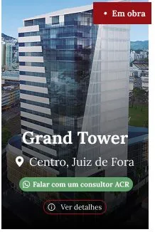 Card do Grand Tower com selo Em obra, localização e botões para falar com um consultor e ver detalhes